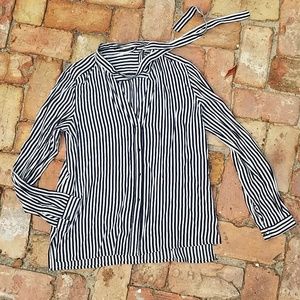 Zara Basic Collection navy & white striped blouse